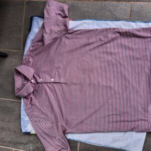 Turtleson Tour Performance Red/White Stripe Golf Polo Size Large - Free Shipping